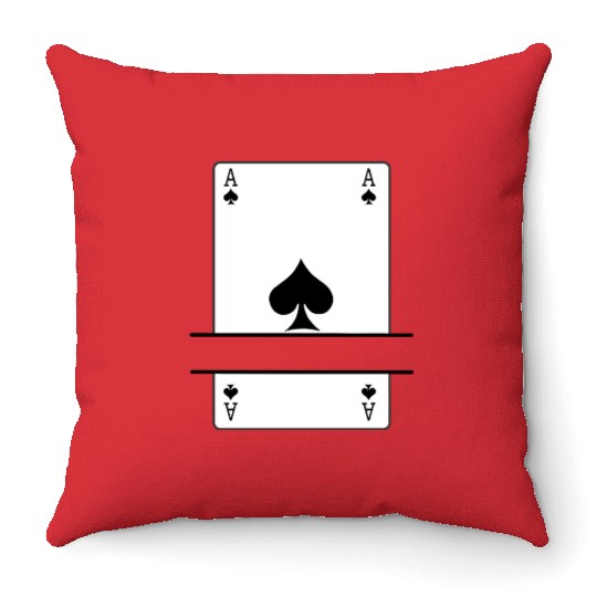 Playing card ace of spades with banner space Throw Pillows