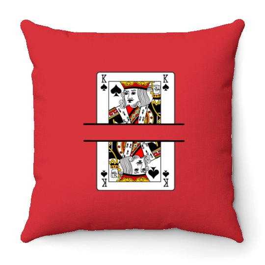 Playing card spades king with banner space Throw Pillows