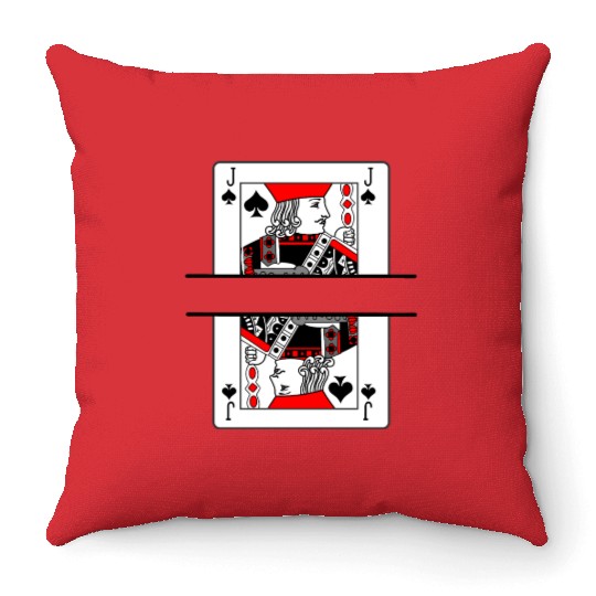 Playing card jack of spades with banner space Throw Pillows
