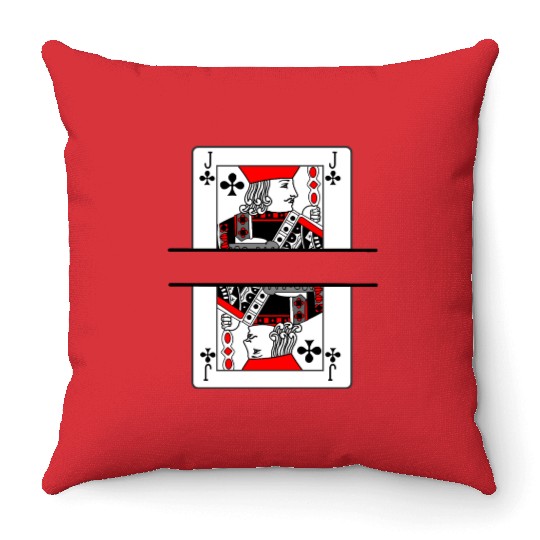 Playing card clover jack with banner space Throw Pillows