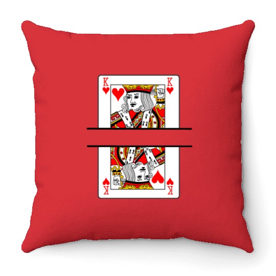 Playing card hearts king with banner space Throw Pillows