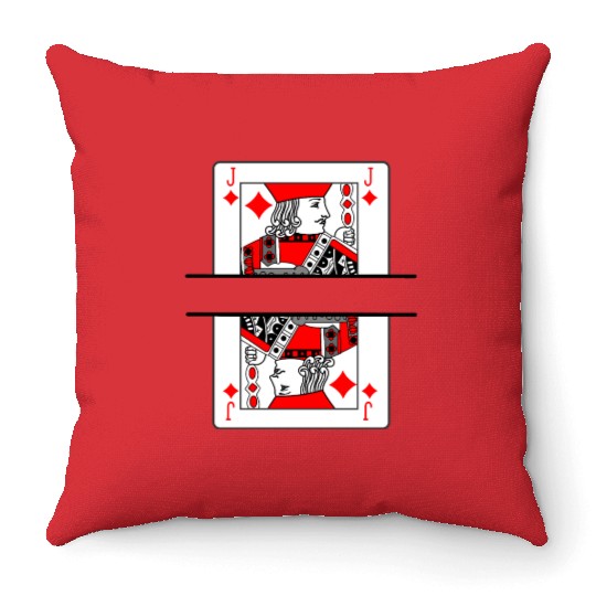 Playing card jack of diamonds with banner space Throw Pillows