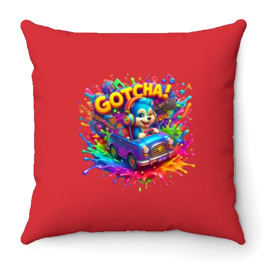 Stellar Cadence: Symphony of Neon Hues - GoTCha! Throw Pillows