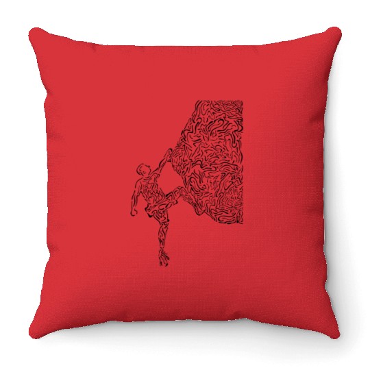 Bouldering Rock Climber Nature Sport Drawing Climb Throw Pillows