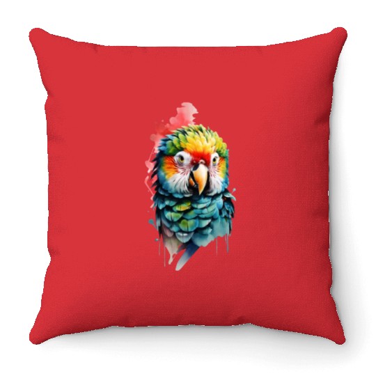 Macaw, Budgie Cockatoo, Parrot Flock Throw Pillows