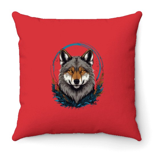 Flag Wolves July Howling Wolf Throw Pillows