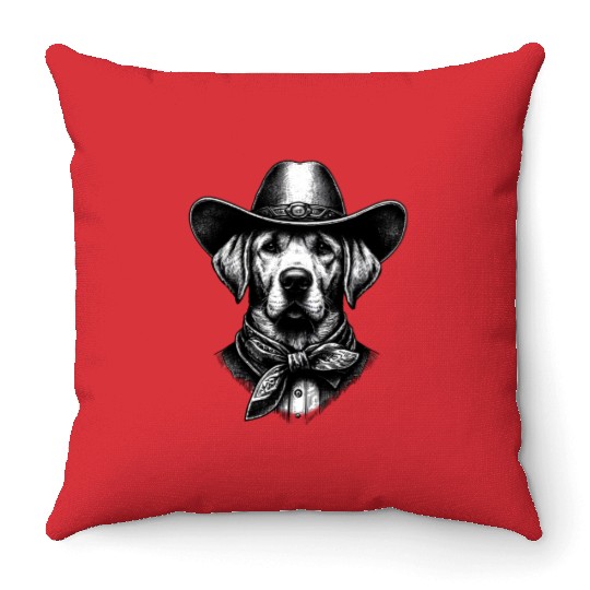 Cowboy Dog Throw Pillows