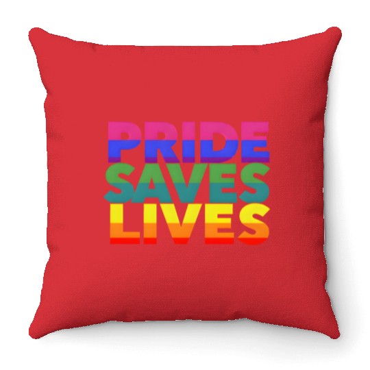 Gay pride LGBT community Support Pride Saves Lives Throw Pillows