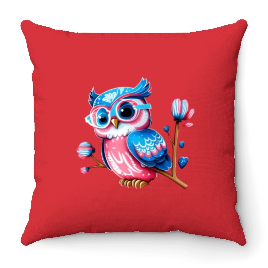 Red White and Blue Owl Throw Pillows