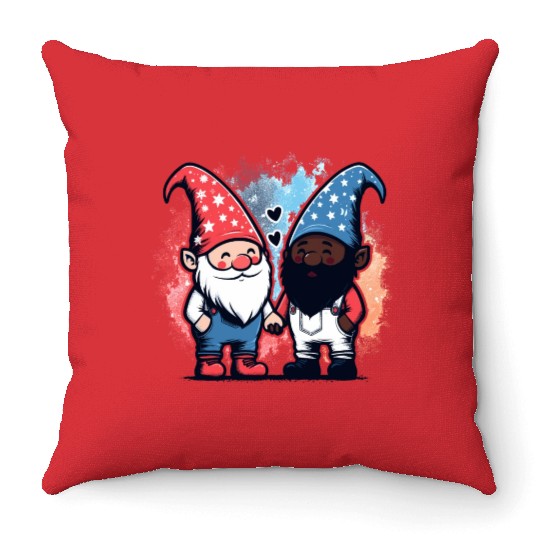Gnome America Patriotic Whitey Melanin Gay Pride Throw Pillows