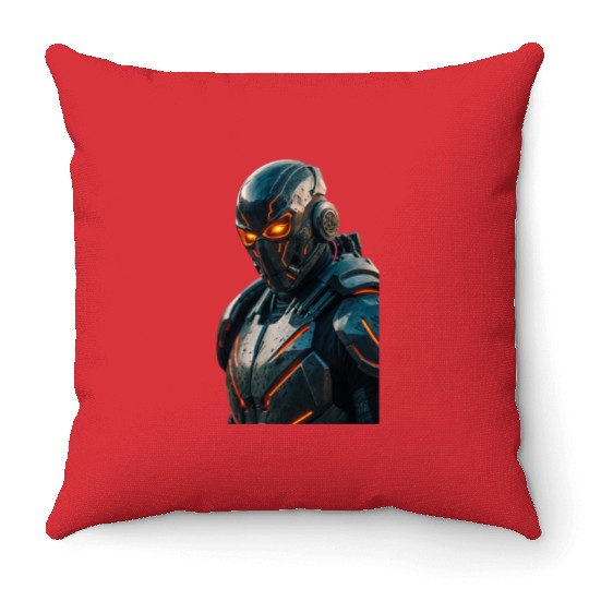 Angry robot Throw Pillows