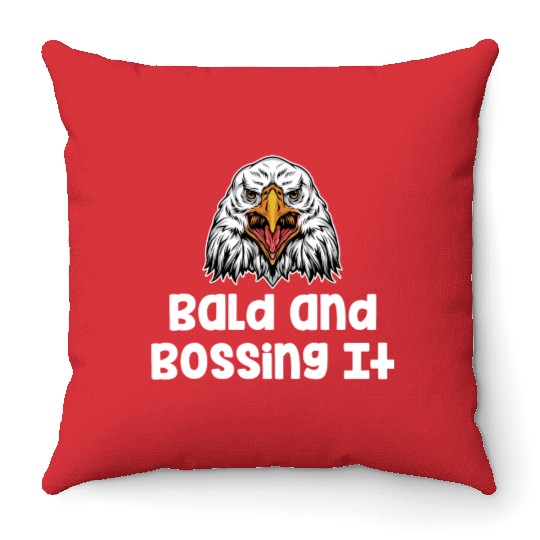 Bald And Bossing It Funny Bearded Hairstylist Throw Pillows