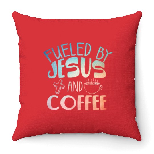 Cool Coffee Jesus Art Christian Coffee Lover Throw Pillows