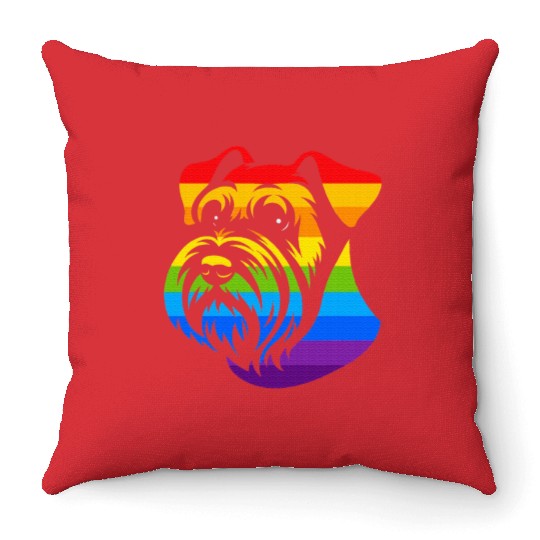 Miniature Schnauzer Rainbow LGBT Gay Pride Lesbian Throw Pillows