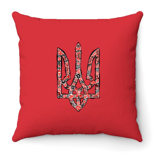 Ukraine trident Tryzub in red and black colors Throw Pillows