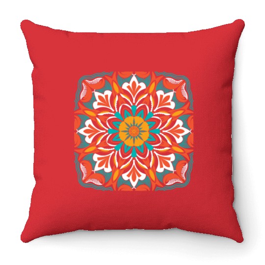 Floral and stripes pattern Throw Pillows