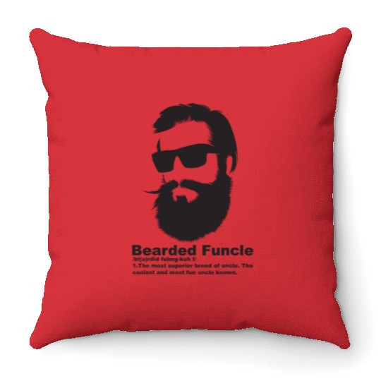 Cool Bearded Funcle - Birthday My Fun Uncle Throw Pillows