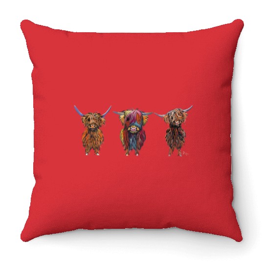 CoW PRiNT ANiMaL PRiNT HiGHLaND CoWS ' ALL THRee ' Throw Pillows