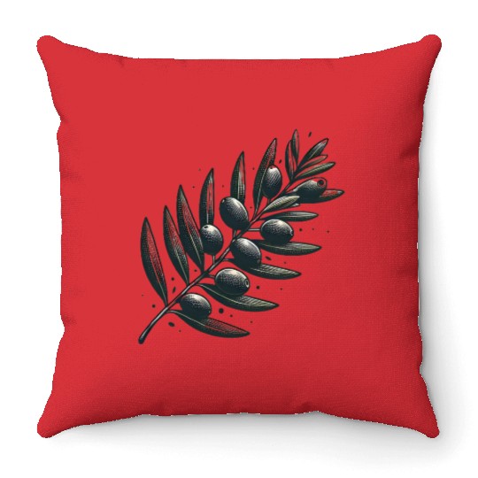 An olive Branch Throw Pillows