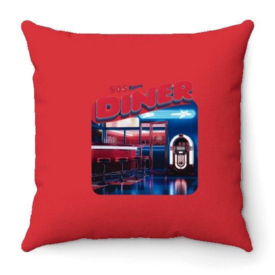 50s retro Diner good times Throw Pillows