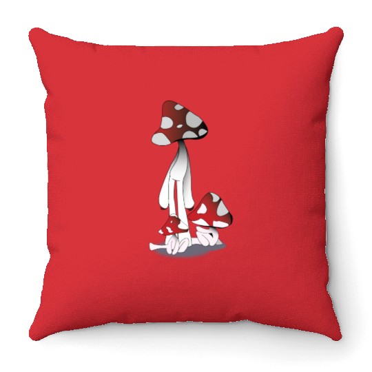 The Happiest Mushroom Throw Pillows