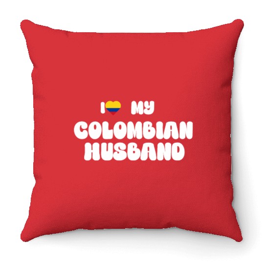 i love my colombian husband Throw Pillows
