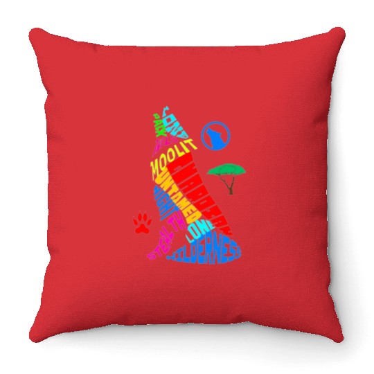 Majestic Wolf Howling in its Vibrant Habitat Throw Pillows