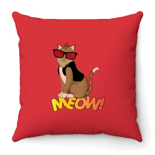 Cat Pose Meow! Throw Pillows
