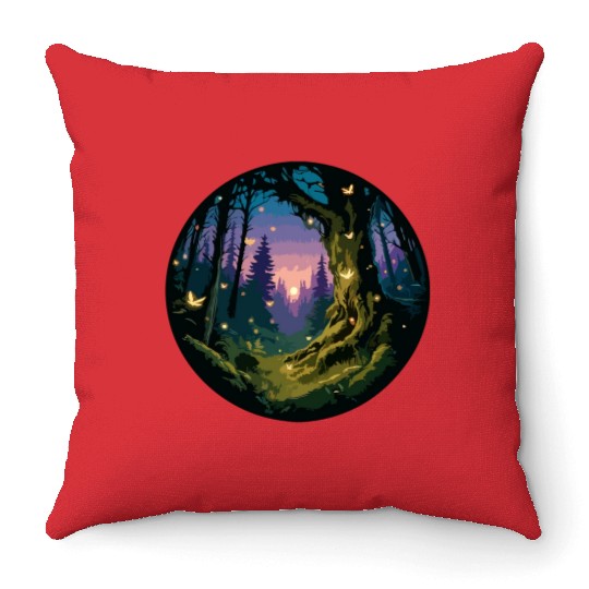 Enchanted Forest: Mystical Twilight Throw Pillows