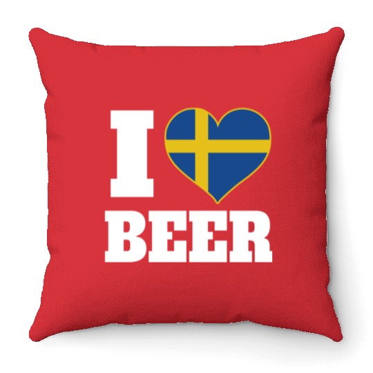 I Love Beer And Sweden Patriotic Expression Throw Pillows