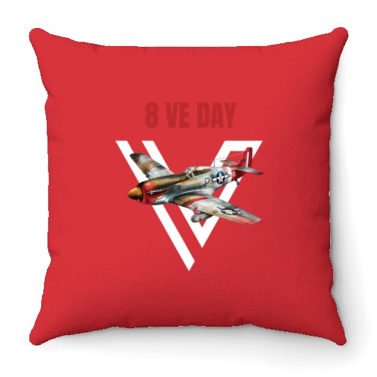 P15 Spitfire 8VE day Throw Pillows