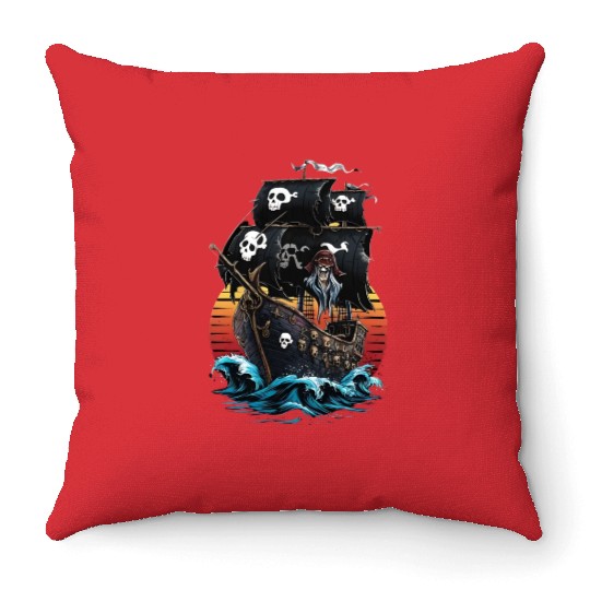 Creepy Sailing Ship Throw Pillows