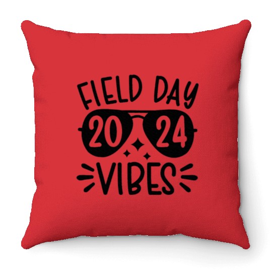 Field Day Vibes 2024 Sunglasses Teacher Field Day Throw Pillows