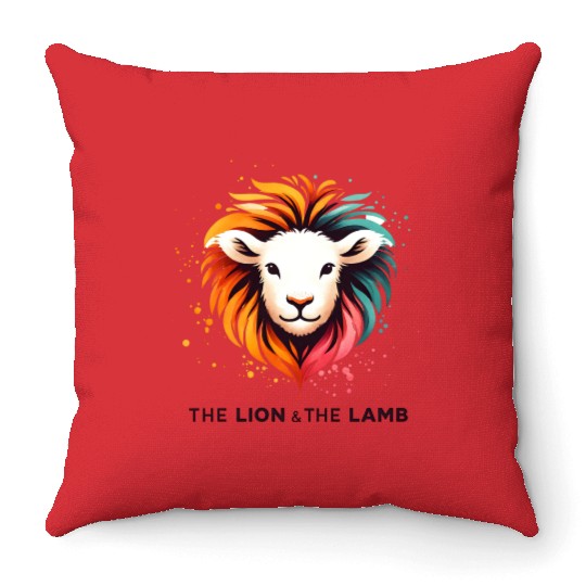 The Lion And The Lamb Abstract Art Design Throw Pillows