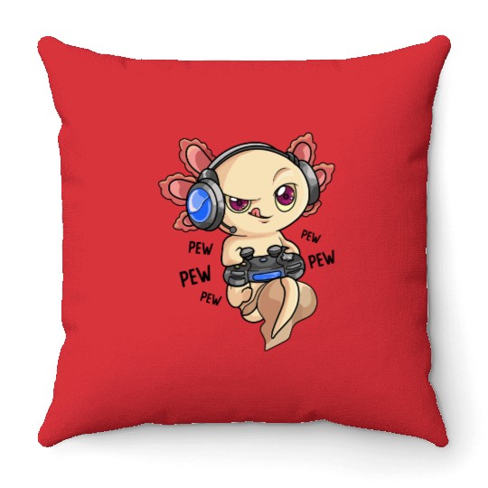 Gaming Axolotl Boys & Adults Axolotls Video Game Throw Pillows