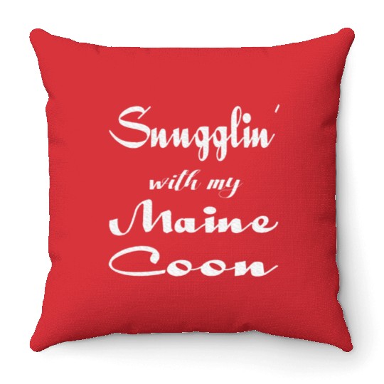 Maine Cat Mom Pajamas Cat Lover Mama Throw Pillows