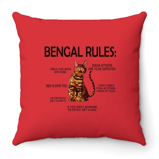 Bengal Rules Bengal Cat Owner Bengal Lover Throw Pillows