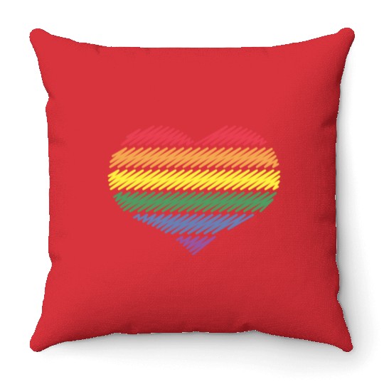 Rainbow Heart (Love / Scribble / 6s / PNG) Throw Pillows