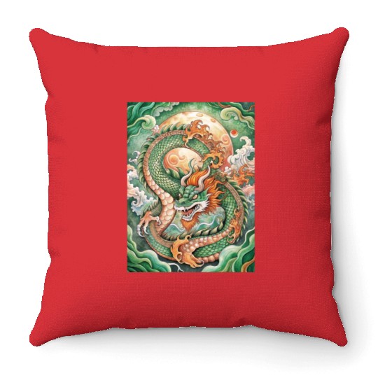 Traditional Chinese Dragon Ink Style Throw Pillows