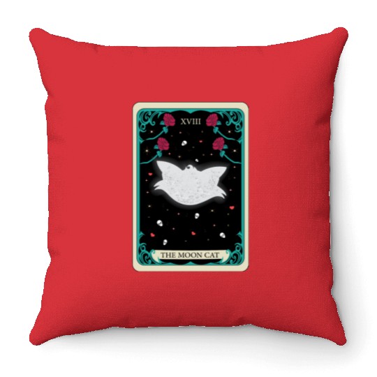 the moon cat Throw Pillows tarot card gift for mom and dad