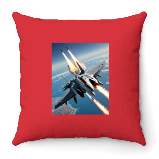 Aircraft missile fire fighter jets. Throw Pillows