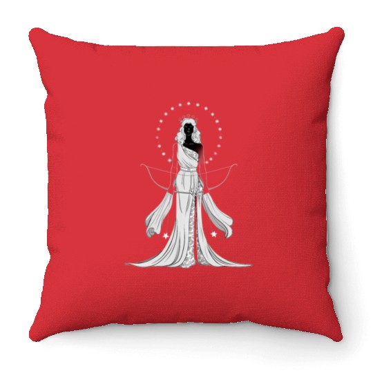 Greek moon goddess Artemis Throw Pillows