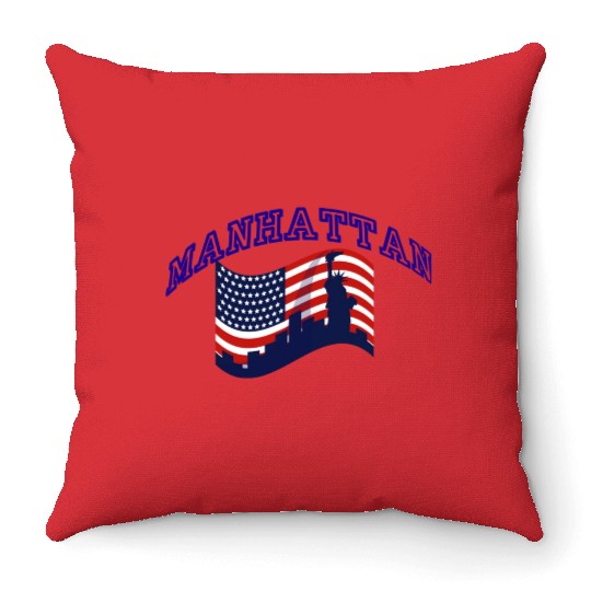Manhattan usa Throw Pillows