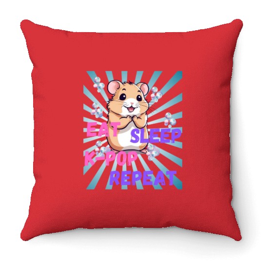 K Pop Throw Pillows - kawaii k-pop hamster - cute kpop