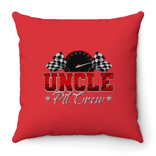 Pit Crew Race Car Racing Uncle Family Birthday Throw Pillows