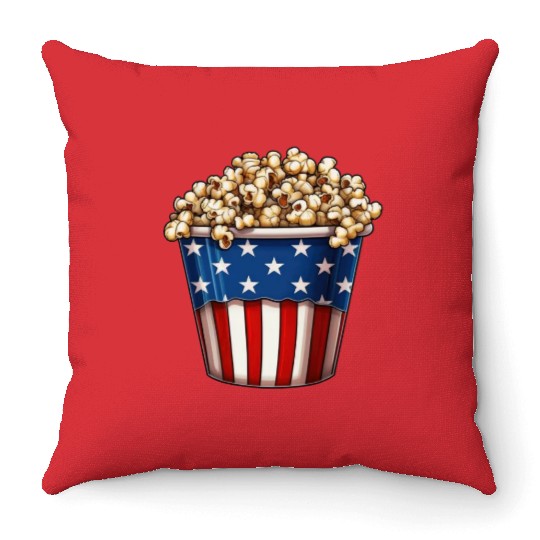 4th Of July. popcorn Throw Pillows