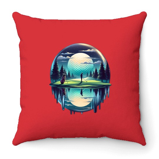 Night Golfer Escape Golfing Twilight Fairway Throw Pillows