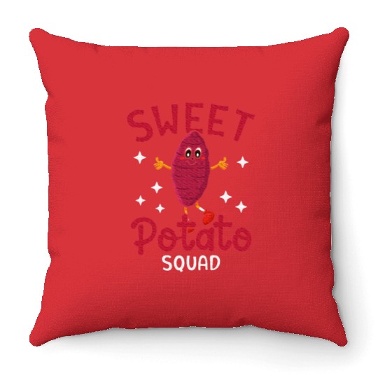 Kawaii Potato Lovers Vegetarian Sweet Potato Throw Pillows
