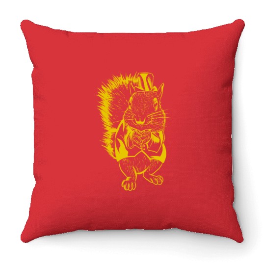 Gentleman Squirrel Funny Chipmunks Animal Lover Throw Pillows
