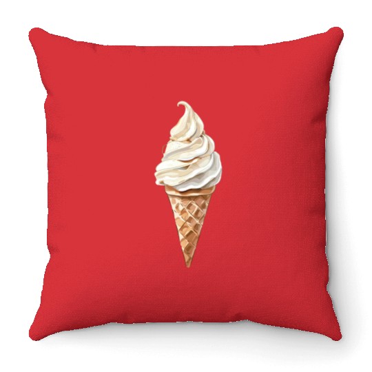 Swirled Vanilla Ice Cream Cone Delight Throw Pillows